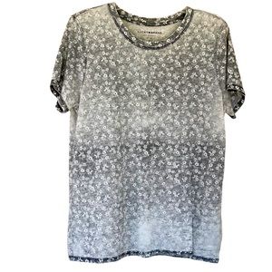 Lucky washed look grey & white floral top